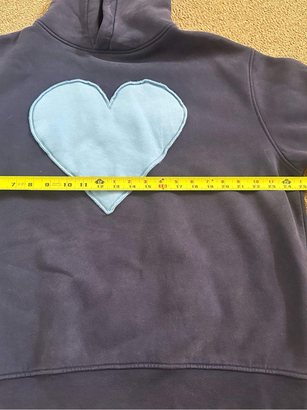 Navy Hoodie with Light Blue Heart Patch - Picture 4 of 5